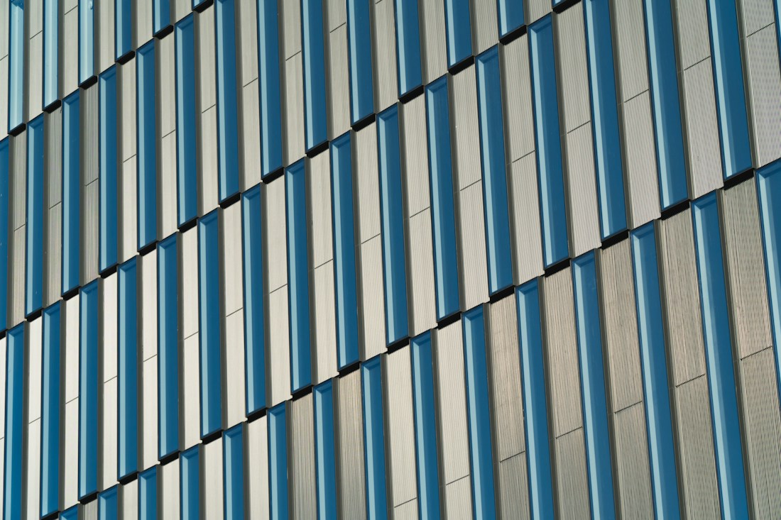 Geometric glass facade of a New York building